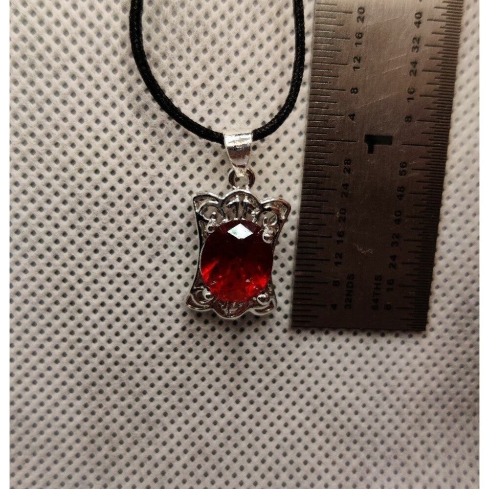925 Red Rhinestone Pendant - Picture 3 of 4